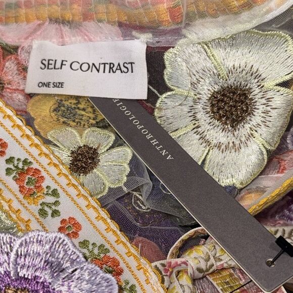 New Anthropologie Self Contrast Floral Appliqué Duster One Size - Picture 10 of 11